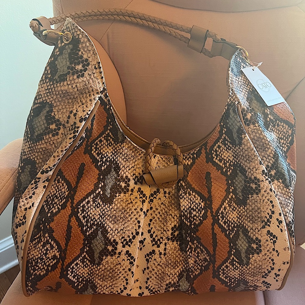 NWT Cobra print soft pleather large bag.